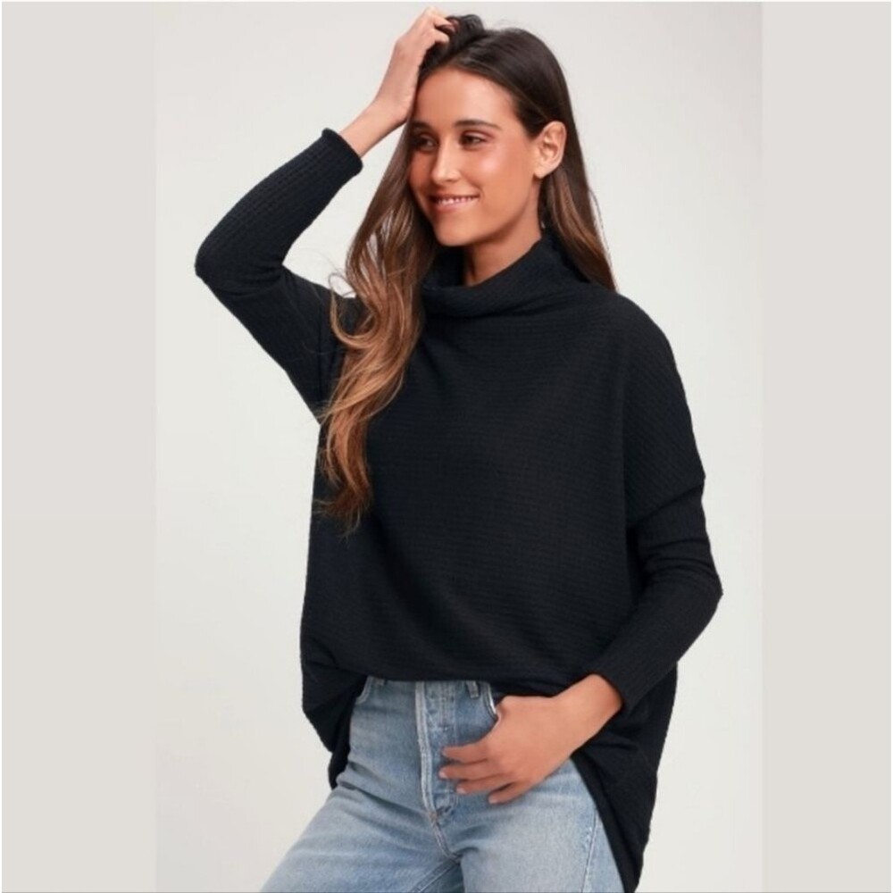 We The Free Kitty Black Oversized Thermal Top